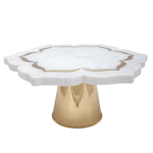MARBLE & S.STEEL CAKE STAND (NATURAL)